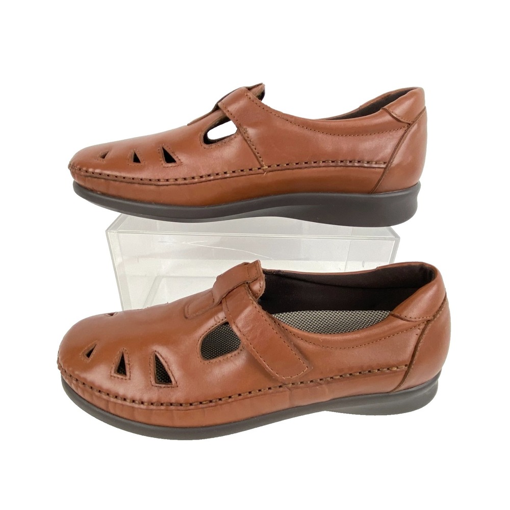 SAS Leather Roamer Loafers Womens 8.5 M Triad Comfort Mary Jane Shoes 38.5 Brown